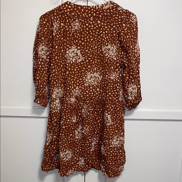 Knox Rose XS Loft Brown White Patterned Blouse - Picture 4 of 14